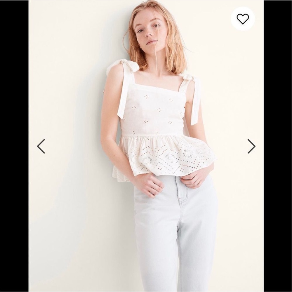 Madewell Linen Blend Rosalie Tie-Strap Top in Geo Eyelet Sz S MWT